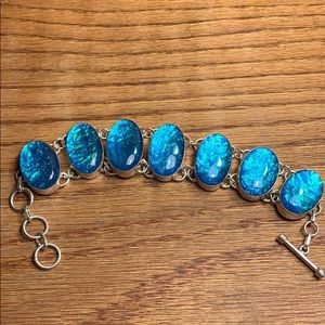 Sterling Silver bracelet Opal like embellishments